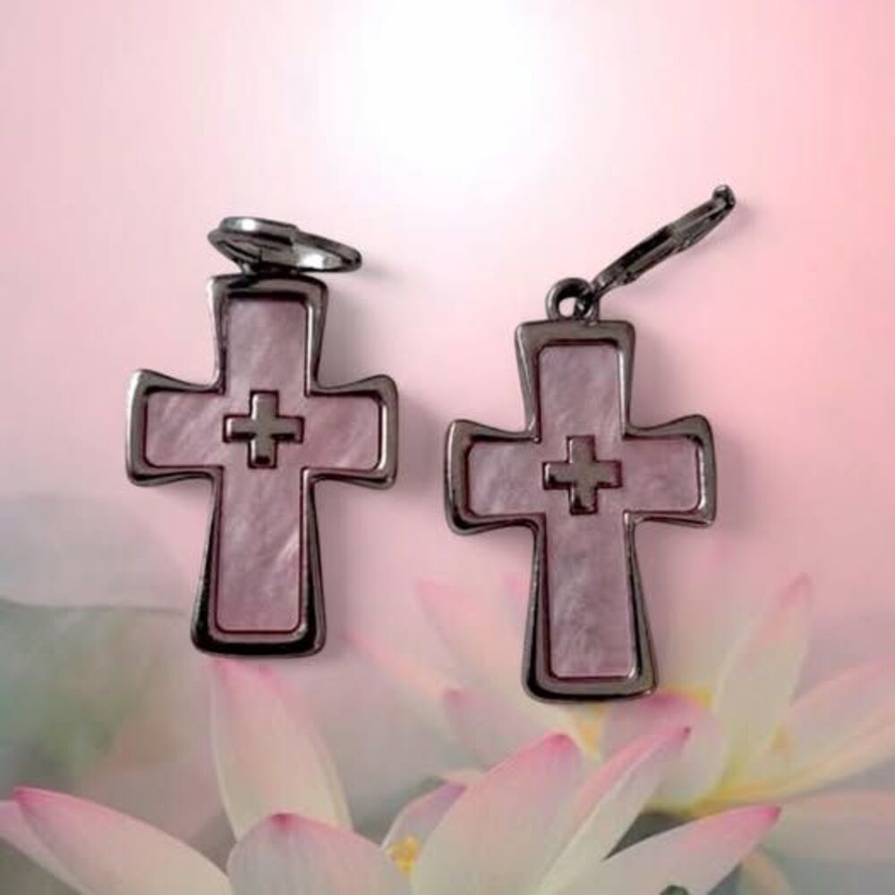 y2k style sweetest silver plated cross earrings